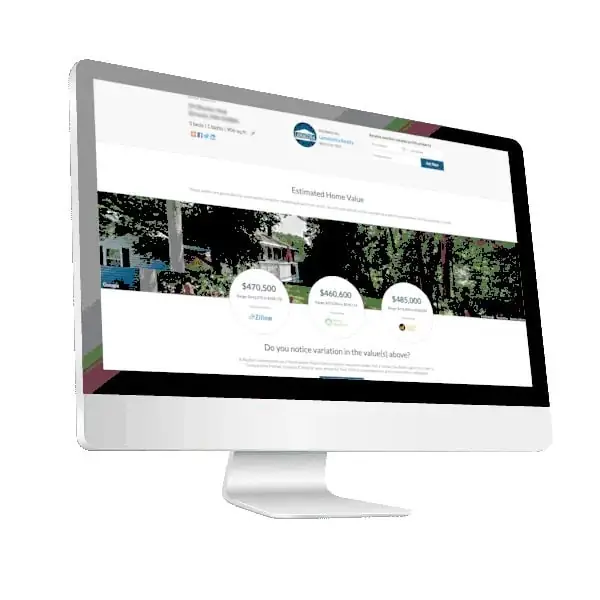 home value appraisal website on monitor screen